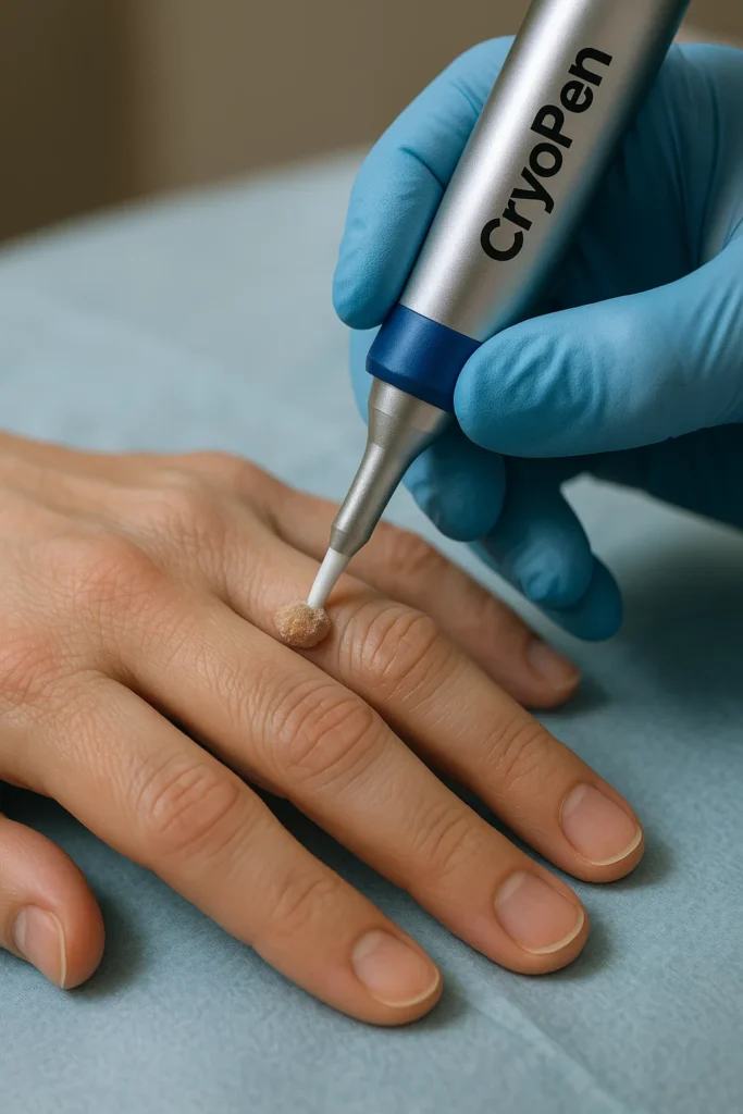 example of cryopen wart removal Malmesbury treatment on a persons finger