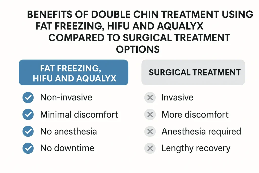 Graphic about the benefits of double chin treatment Malmesbury - from LA LIPO