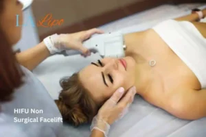Woman having Hi-Fu to reduce wrinkles Malmesbury.