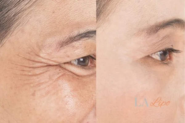 Before and after results of woman - HI-fu wrinkles reduction treatment Malmesbury